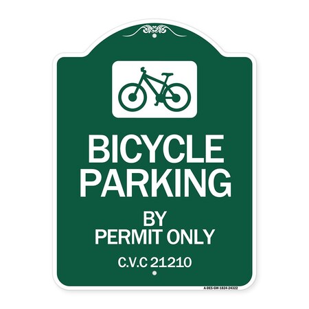 Signmission Bicycle Parking by Permit C.V.S. 21210 W/ Bicycle Graphic Heavy-Gauge Alum, 18" x 24", GW-1824-24322 A-DES-GW-1824-24322